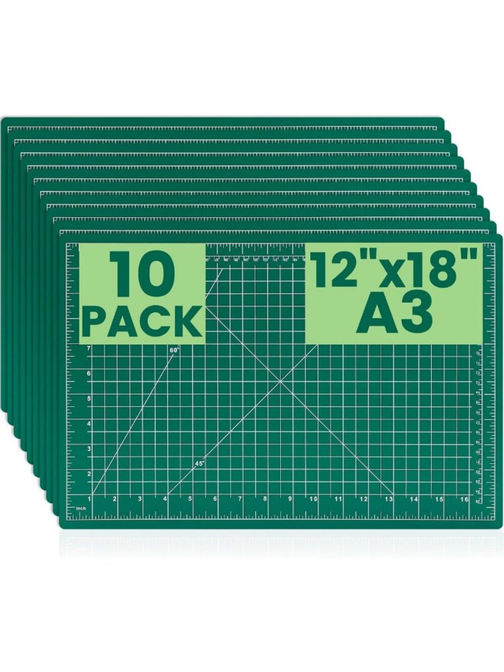 Double-Sided 12"x18" Self-Healing Cutting Mats - 10 Pack for Sewing & Crafts